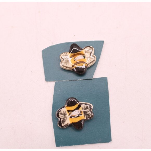 Ceramic Buttons Set Of 4 Debbie Mumm Bee-Themed Decorative Painted Vintage - Picture 6 of 8